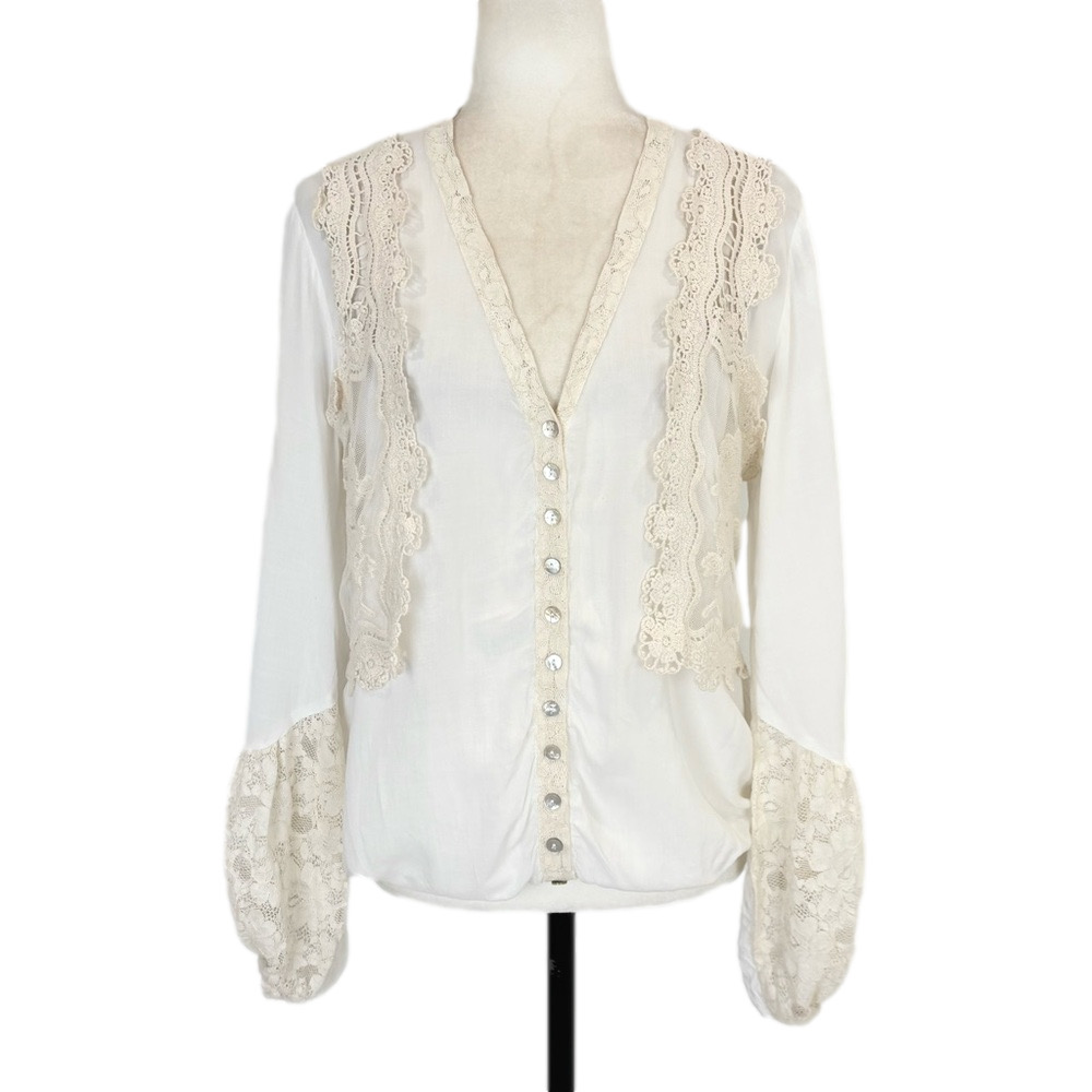 Rinascimento cream lace vest blouse